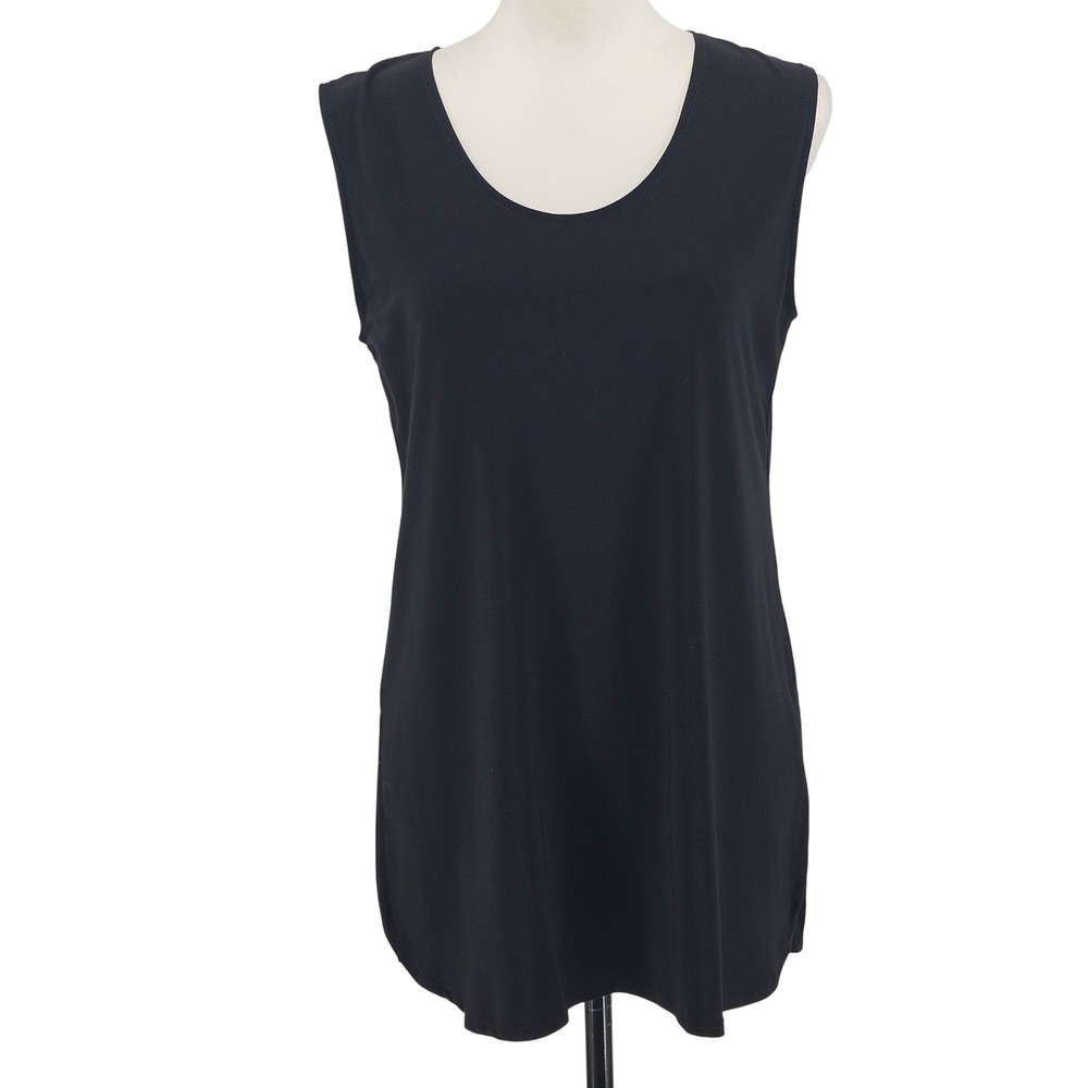 Sympli Sleeveless Tunic Tank Top 8 Black Minimalist Lagenlook Office Capsule